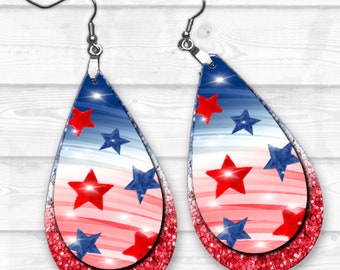 Red, White & Blue Earring Designs, Earring Sublimation Images, Earring png, 4th of July png, Sublimation Designs, DIGITAL DESIGN