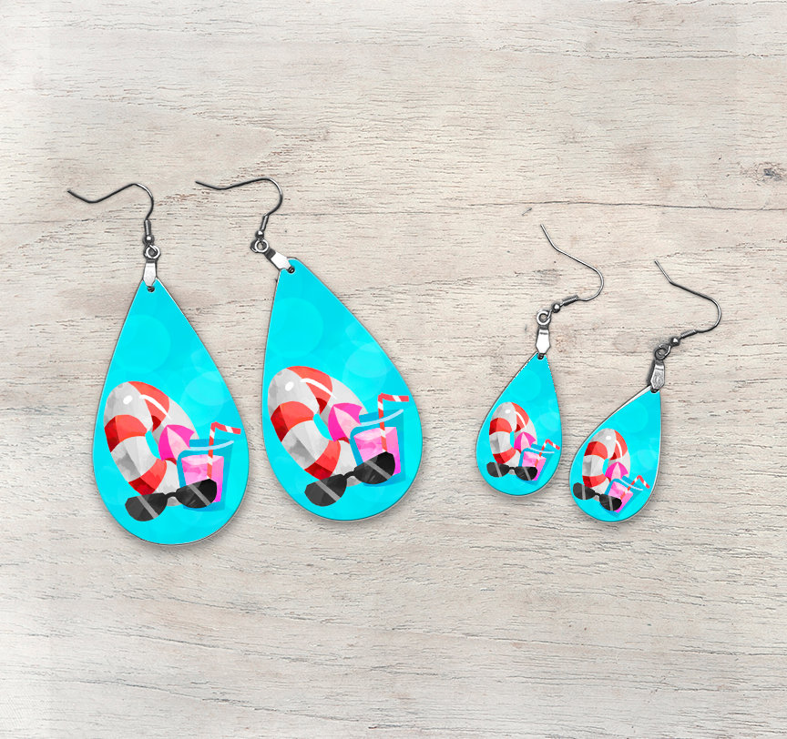 Pool Earring Designs Earring Sublimation Images Summer Etsy