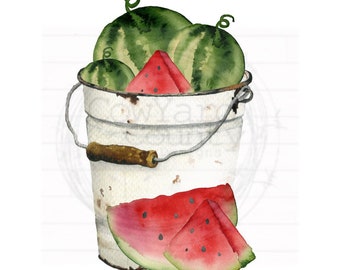 Watermelon Pail, Spring Sublimation, Summer Sublimation Designs, Sublimation Designs, Watermelon PNG, Spring PNG, Summer PNG
