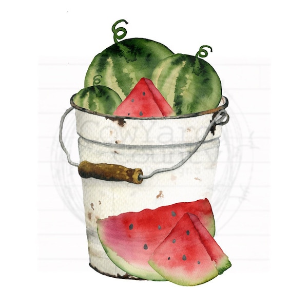 Watermelon Pail, Spring Sublimation, Summer Sublimation Designs, Sublimation Designs, Watermelon PNG, Spring PNG, Summer PNG