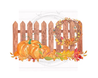 Fall Fence PNG, Pumpkin PNG, Fall Sublimation Designs, Fall Digital Download, Fall Clip Art, Fall PNG, Thanksgiving Sublimation