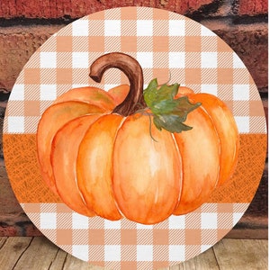 Plaid Pumpkin Round Door Hanger Fall Sublimation Designs - Etsy