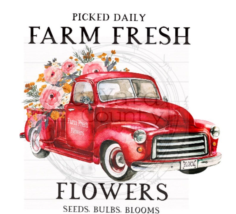 Download Red Farm Fresh Flower Truck Design Spring Sublimation ...