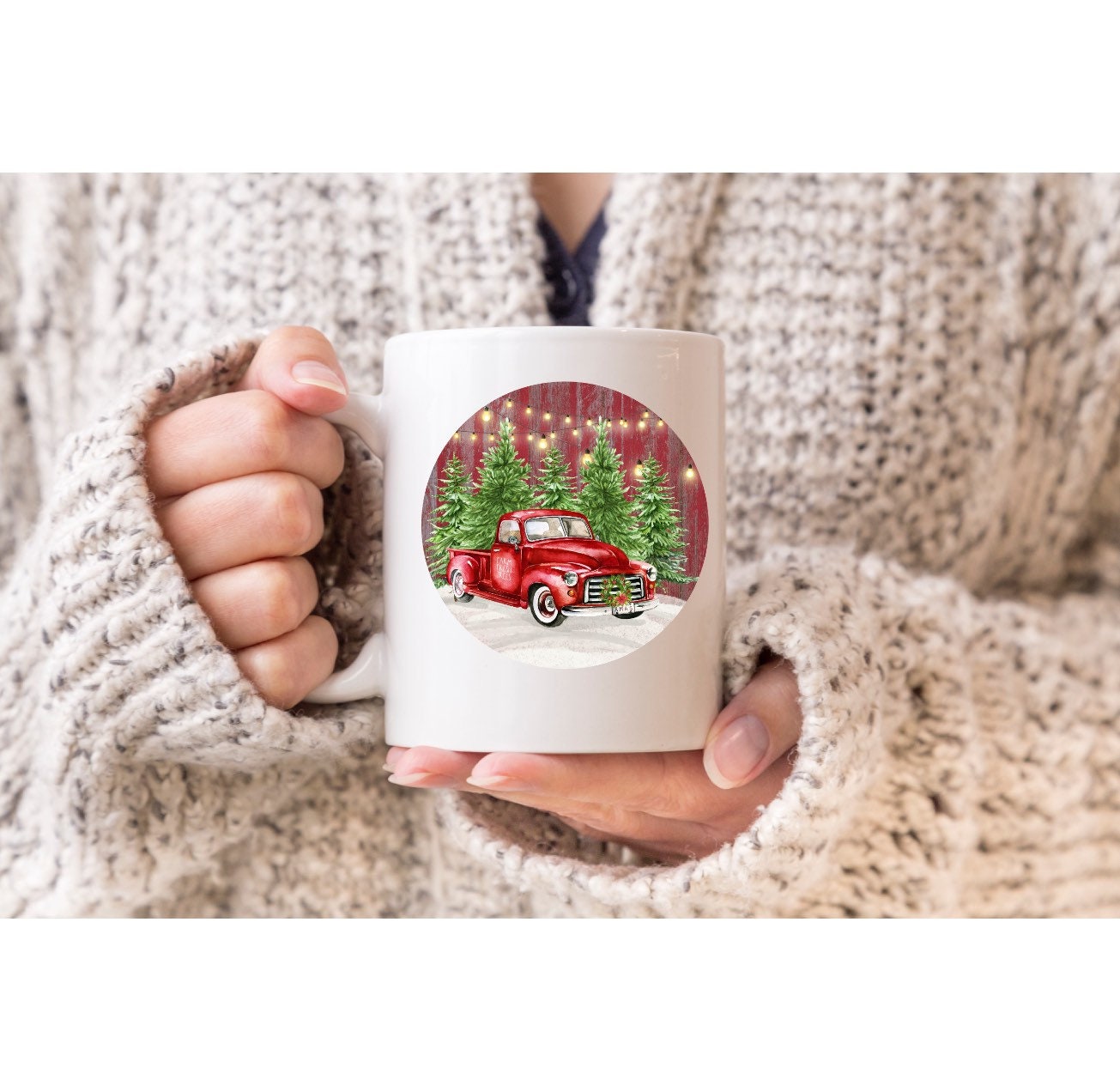 Red Truck Christmas Door Hangertemplate Christmas Sublimation Etsy