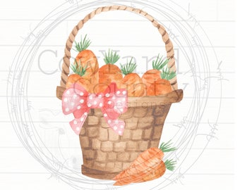 Basket of Carrots PNG, Spring Sublimation, Home Sublimation Designs, Sublimation Designs, Digital Designs, Spring PNG, Easter PNG