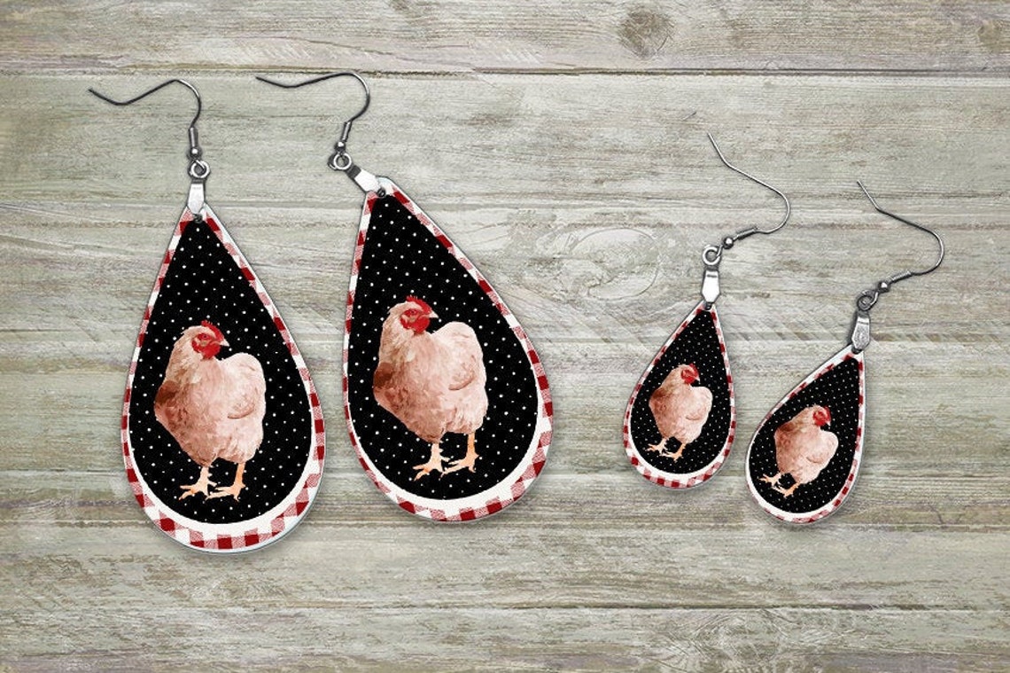 Chicken Earring Designs Earring Sublimation Images Earring Etsy UK