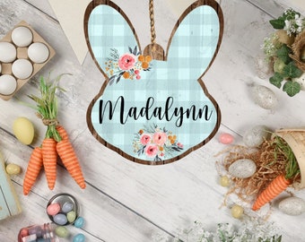 Blue Plaid  Bunny Tag png, Easter png, Easter sublimation, Sublimation Designs, Spring png, Spring Sublimation, Egg png, Basket Tag png