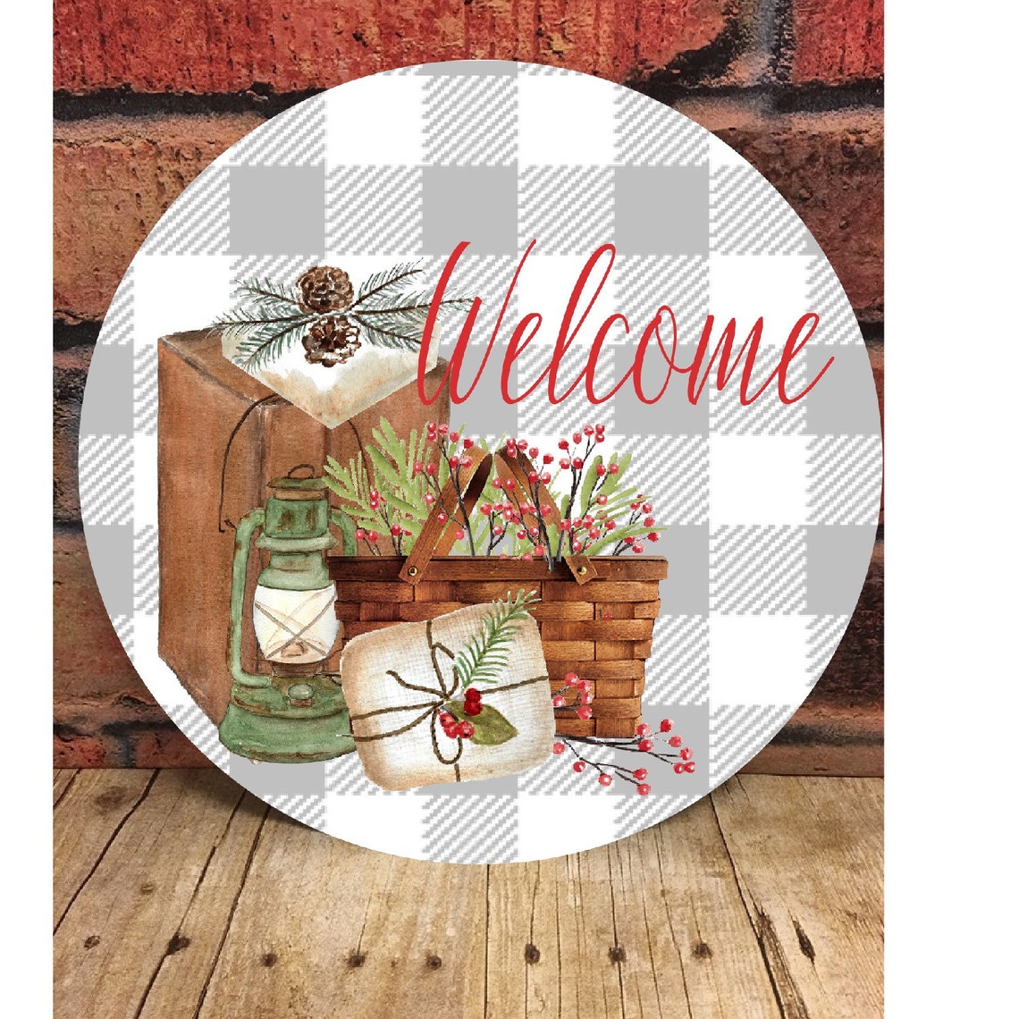 Welcome Christmas Door Hanger Hardboard Circle Template | Etsy