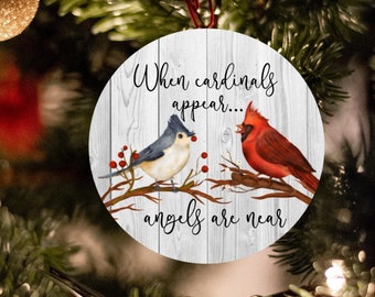 Cardinal Round Ornament, Ornament Designs, Christmas Sublimation, Christmas png, When cardinals appear angels are near png, ornament png