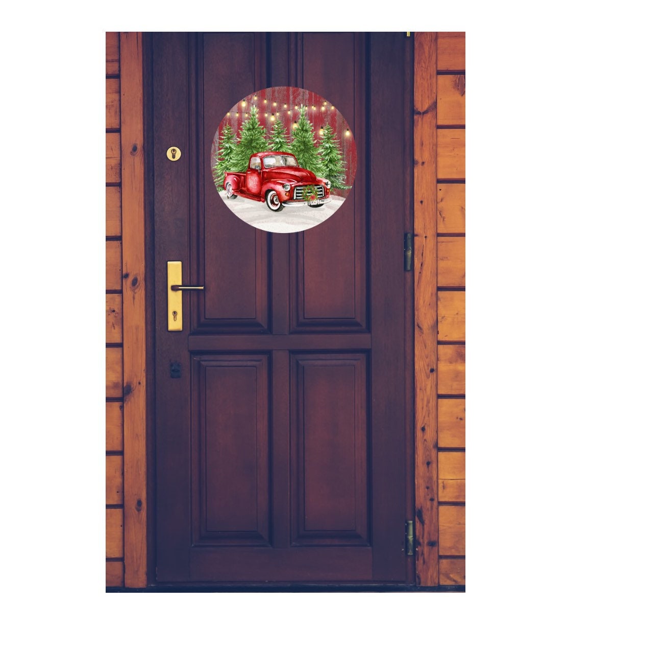 Red Truck Christmas Door Hangertemplate Christmas Sublimation Etsy