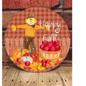 Scarecrow Round Door Hanger, Fall Sublimation Designs, Halloween Sublimation, Fall Digital Download, Fall PNG, Sublimation Designs