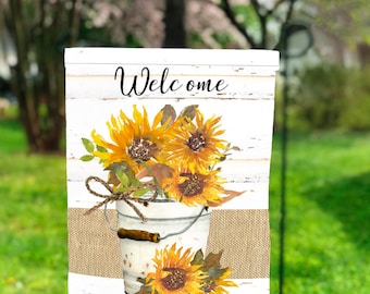 Sunflower Pail Garden Flag PNG, Summer Sublimation, Sublimation Designs, Sunflower PNG, Sunflower Garden Flag, Sunflower PNG