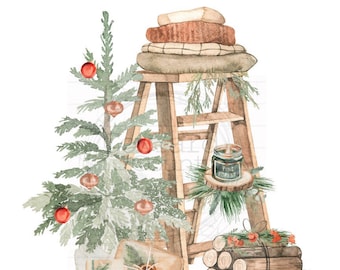 Christmas ladder png, Christmas Images, Christmas Sublimation, Old Truck PNG, Christmas png, Farm PNG, Sublimation Designs, Digital