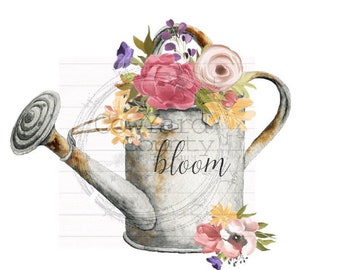 Spring Watering Can, Spring Sublimation, Home Sublimation Designs, Sublimation Designs, Watercolor Flower Designs, Spring PNG