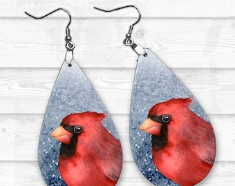 Orecchini cardinali PNG, Immagini di sublimazione degli orecchini, Modelli di orecchini, Sublimazione di Natale, Download di Natale, Download digitale