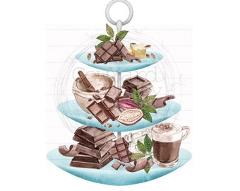 Chocolate Tiered Tray png, Kitchen Sublimation, Personalized PNG, Kitchen Towel Designs, Kitchen png, Sublimation designs, Spring png