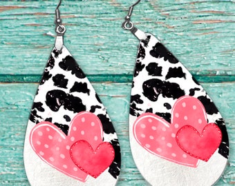 Black & White Heart Earring Design, Earring Sublimation Images, Earring Templates, Valentine Sublimation, Valentine Downloads, Drop Earrings