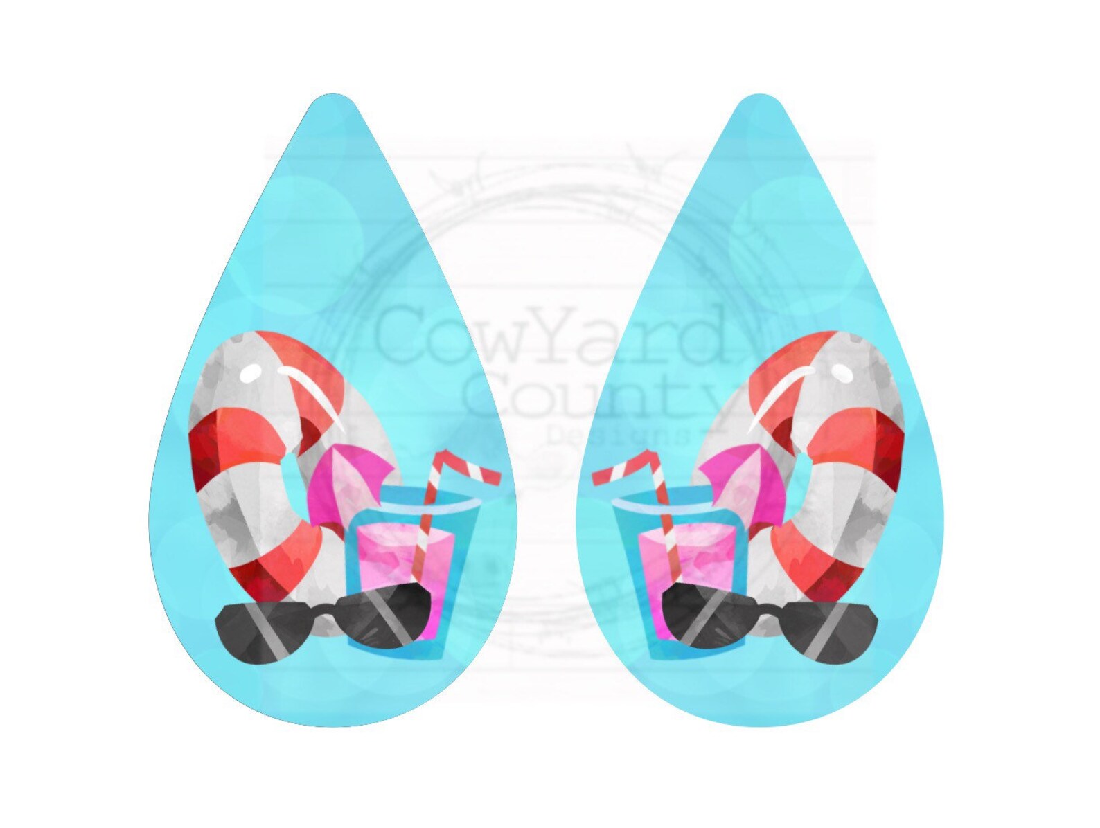 Pool Earring Designs Earring Sublimation Images Summer Etsy