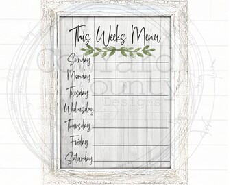 Dry Erase Weekly Menu Board, 8x10, personalized Menu Board, Farmhouse Menu  Board, Dry Erase Menu, Meal Planner, Magnetic Menu, Meal Prep freeshipping  - LaceyRaeDesigns