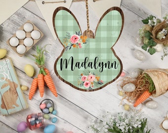 Green Plaid Bunny Tag png, Easter png, Easter sublimation, Sublimation Designs, Spring png, Spring Sublimation, Egg png, Basket Tag png