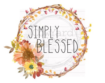 Simply Blessed Fall Wreath Image, Fall Sublimation, Fall Digital Download, Wreath Sublimation, Halloween Sublimation, Thanksgiving png