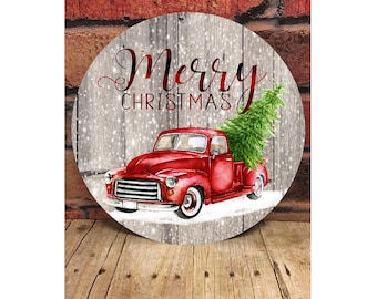 Red Truck Christmas Door Hanger png, Christmas Sublimation, Digital Download, Christmas png, Sublimation Designs, Red Truck png