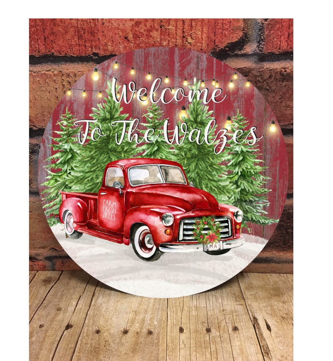 Red Truck Christmas Door Hangertemplate Christmas Sublimation Etsy