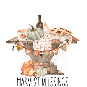 Harvest Blessings Table png, Fall Sublimation, Fall Digital Download, Thanksgiving png, Sublimation Designs, Pumpkin png, Fall png