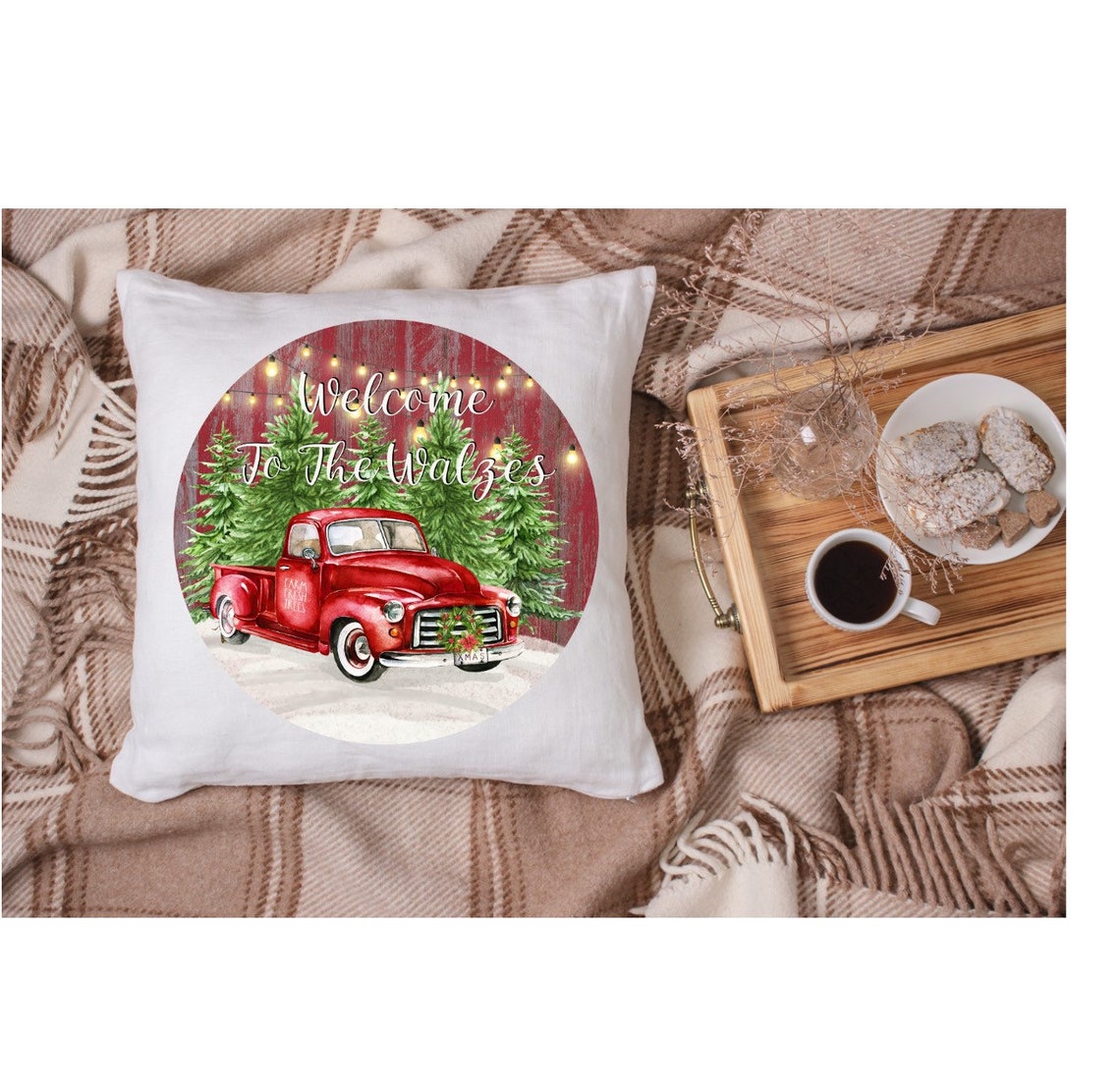 Red Truck Christmas Door Hangertemplate Christmas Sublimation Etsy