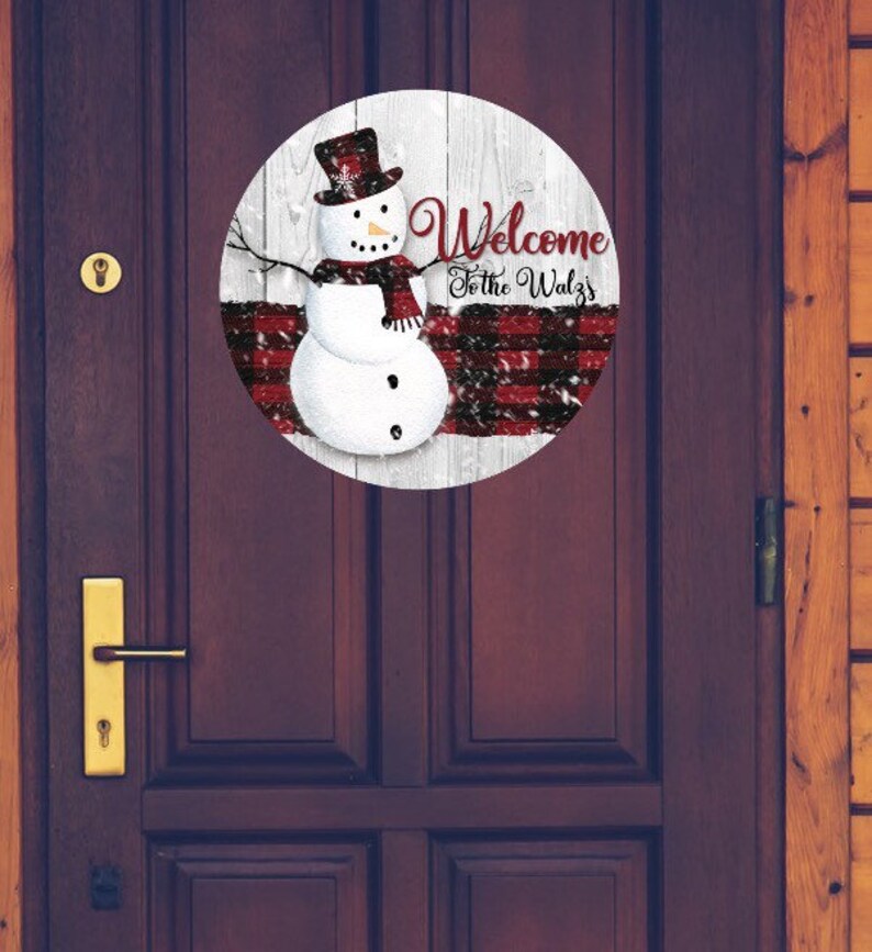 Download Red Plaid Snowman Door Hanger Christmas Sublimation Winter ...