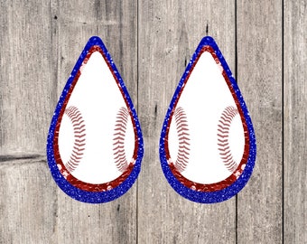 Red, White and Blue Baseball Earring Designs, Earring Sublimation Images, Earring Templates, Baseball Sublimation, Drop Earrings, Baseball