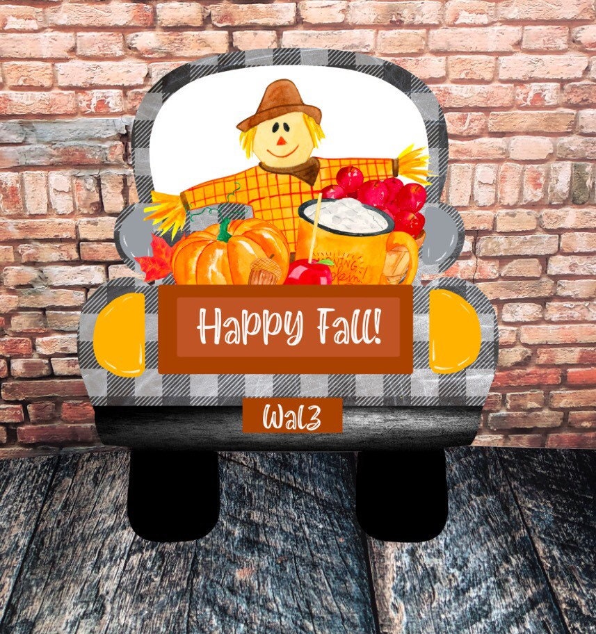 Scarecrow  Plaid Truck Door Hanger, Slinging Arrow, Sublimation Designs, Fall png, Truck png, Digital Downloads, Fall Sublimation