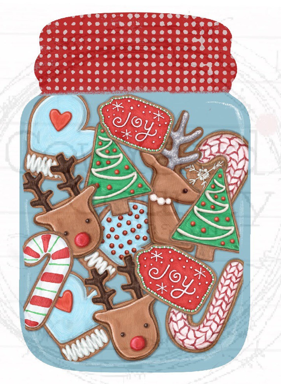 Christmas Cookie Mason Jar Design Christmas Cookie - Etsy