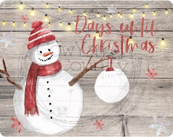 Snowman Christmas Countdown Boards, Christmas Sublimation Images, 8x10.25 inch Templates,  Countdown Designs, Dry Erase Board Designs