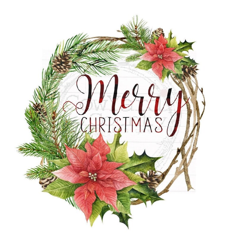 Christmas Grapevine Wreath Image, Christmas Images, Christmas Sublimation Designs, Farmhouse Sublimation, Sublimation, Christmas Wreaths image 1