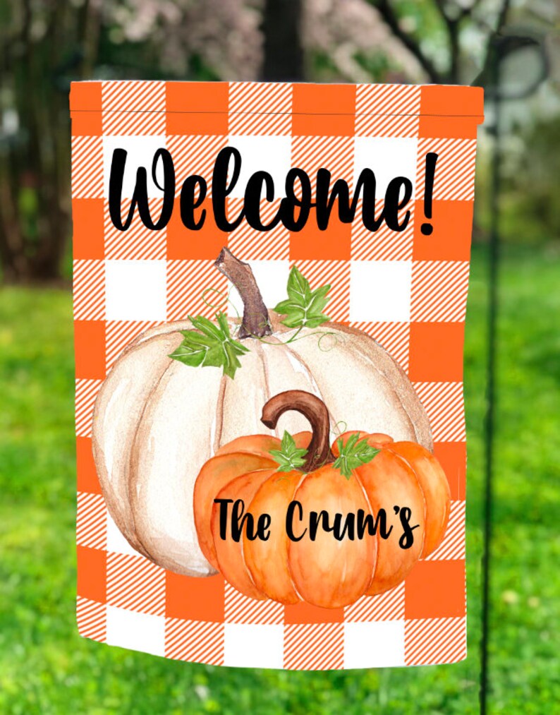 Plaid Pumpkin Garden Flag PNG Fall Sublimation Sublimation | Etsy