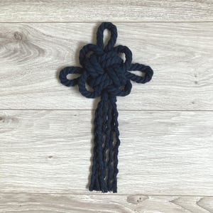 Navy cotton Rope wall decor | Japanese kazarimusubi wall Art