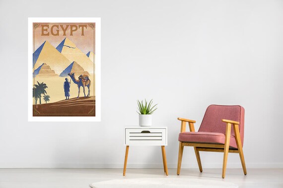 Egypt Wall Art Color Poster Print Egyptian Pyramids Home Living Room Decor Egypt Themed Gift For Him Her