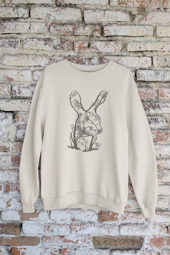 Rabbit Tree Jumper Bunny Sweatshirt Nature Theme Clothing - Etsy UK
