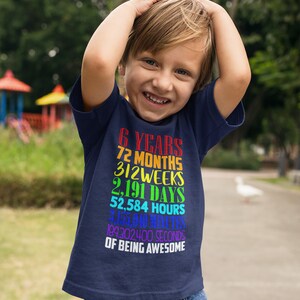 6th Birthday T-Shirt, 6 Years Awesome Shirt, 6 Years Old Birthday Shirt, Personalised Kids Birthday Gift