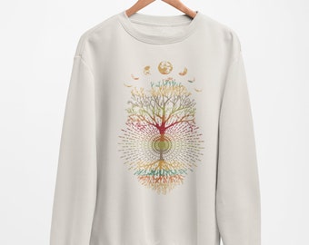 Forest Moon Sweater Sweatshirt Jumper, Buddhism, Buddhist, zen, meditation, yoga, buddha, Spiritualism, Moon Phase Sweatshirt