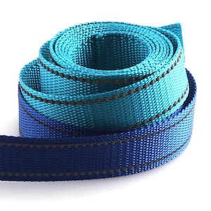 Reflective Webbing Tape Blue/Sky blue 25mm Reflective Ribbon With Reflective Stitching For Dog Collar Leash Bag Cloth Sewing Decorative