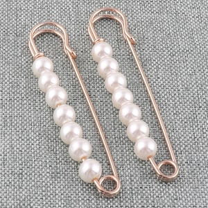 Light gold Safety Pins Safety Pins With Pearl Charming Brooch Safety Brooches FOR Decoratice Jewelry Making Sewing Kilting-6pcs