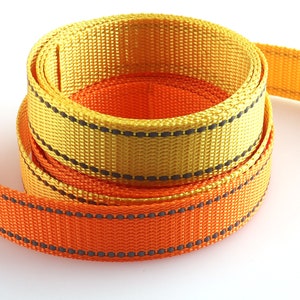 1&quot; Reflective Webbing With Reflective Stitching Yellow/Orange Reflective Ribbon Sewing Tape Great For Dog Collar Leash DIY Clothing