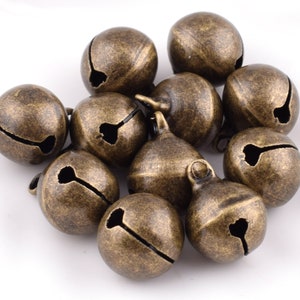 Jingle Bells Round Bell Vintage Bronze Bells Chram Bells With Loop Metal Bell FOR Cat Collar Jewelry Design Christmas Gift-30pcs
