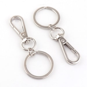 Silver Key Chain With Lobster Clasp Swivel Clasp 80mm Bulk Key Ring Key Hook Chain FOR Lanyards Purses DIY Key Chain Supplies-6pcs