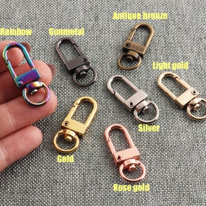 Swivel Clasp 3/8&quot; CHOOSE YOUR COLOR Luggage Tag Charm Bag Clips Purse Clasp Rose gold Snap Hook Hardware For Purse Shoulder Bag Strap-6pcs