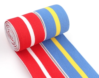 Elastic band Red/Blue stripe elastic webbing Soft elastic ribbon for DIY clothing accessories 1 1/2 inch