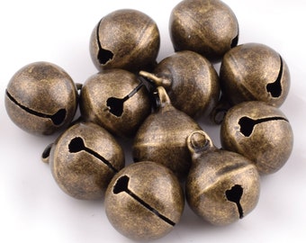 Jingle Bells cloche ronde vintage bronze cloches Chram cloches avec boucle cloche en métal pour collier de chat conception de bijoux cadeau de noël-30pcs