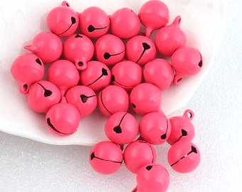 Jingle Bell Petites Clochettes Rondes Rose Chaud Cloches Cloche Charme Bijoux Cloches Cloches POUR Collier De Chien Collier Décoration De Noël-50pcs
